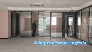 Kaca partisi louvered kaca ganda untuk ruang meja kantor