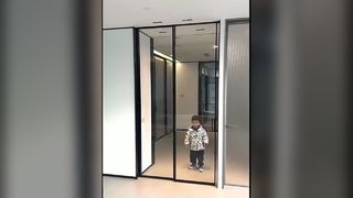 GRH titanium magnesium aluminium alloy dapur balkon pintu geser tepi tiga linka yang sangat sempit