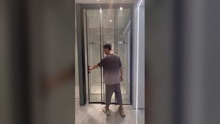 GRH Satu garis minimalis tepi sangat sempit dua linkage pintu geser isolasi kaca hitam matte k