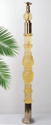 Acrylic Crystal Baluster Transparansi Jelas Handrail Ukuran Disesuaikan Mewah Emas Dekoratif Acrylic Stai