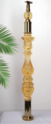 Acrylic Crystal Baluster Transparansi Jelas Handrail Ukuran Disesuaikan Mewah Emas Dekoratif Acrylic Stai