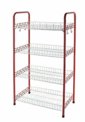 4 Tier Standing Type Dapur Piring Piring Rack Piring Pengeringan Rack Piring Rack Dengan Bentuk U Net Unfoldable Basket
