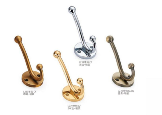 Grosir Pakaian Dekorasi Logam Seng Dipasang Gold Coat Hook