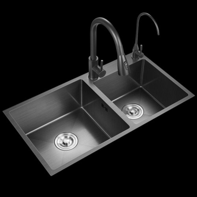 Grosir Desain Sederhana Custom Modern persegi panjang logam Kuningan Chrome Double Dapur wastafel Untuk penggunaan rumah