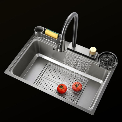 Hot Sale SUS304 201 satu mangkuk sink dapur stainless steel warna utama 60 * 45cm disikat tangan Multi