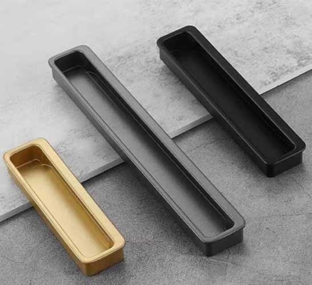 Hidden Aluminium Alloy Handle Kantor Kamar mandi Pusat Lemari Pintu Buckle Knobs Tarik Matte Hitam Furniture Handle