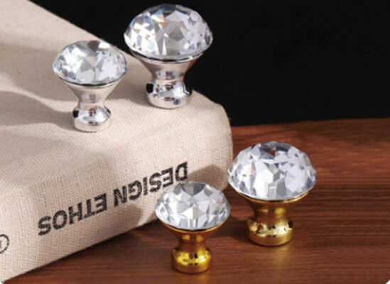 Light Luxury Furniture Cabinet Drawer Crystal Handle Gold Clear Wardrobe Pull Knob