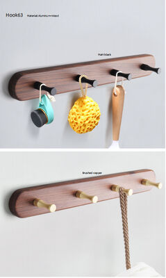 GRH Wholesale Wood Aluminum 1/4/5/6/8 Hooks Clothes and for Coat Hook Towel Coat Hanging Wall Hook