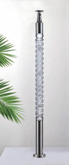 2024 Interior mewah prefinished balustrade pilar kristal acrylic balustrade tangga tangga desain handrail