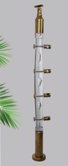2024 Interior mewah prefinished balustrade pilar kristal acrylic balustrade tangga tangga desain handrail