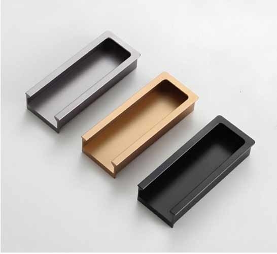 Hidden Aluminium Alloy Handle Kantor Kamar mandi Pusat Lemari Pintu Buckle Knobs Tarik Matte Hitam Furniture Handle