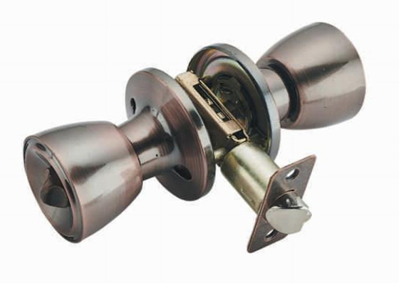 Brushed Metal Stainless Steel Spherical Door Knob Cylinder Lock Untuk Pintu Rumah Tangga