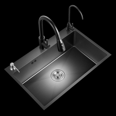 Large Single Slot Multifunction Sink Anti-Goresan LED Digital Display Stainless Steel Air Terjun Dapur Sink Dengan Cup Wa
