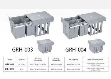 Plastik ABS Built-In Table Kitchen Tempat Sampah Umur Kerja Panjang Warna Abu-abu Biru