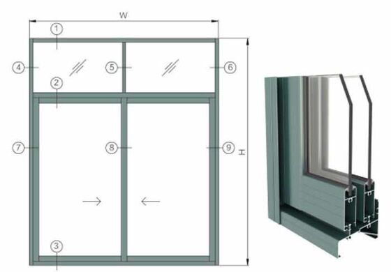 Desain terbaru tahan suara temper ganda kaca single track profil aluminium