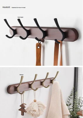 GRH Grosir Kayu Aluminium 1/4/5/6/8 Hooks Pakaian dan untuk Pakaian Hook Handuk Pakaian Hanging Wall Hook